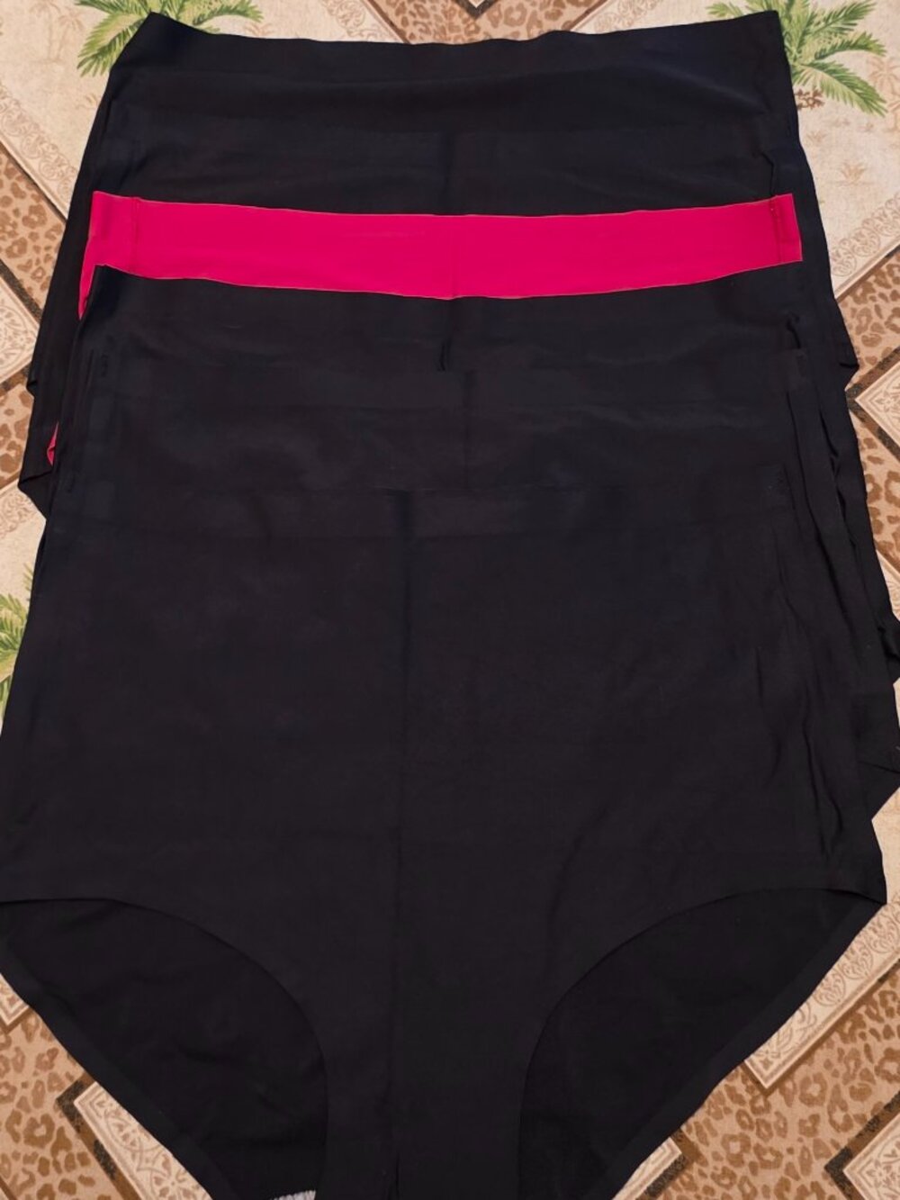 High Waist Silky No Show Panties 6 Black Pairs, One Pair Red Size 8/L NWOT